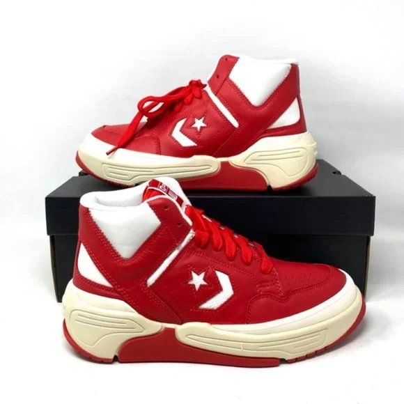 Converse Weapon CX Varsity Leather Shoes Women's Red White Mid Sneakers 172355C - Picture 6 of 11